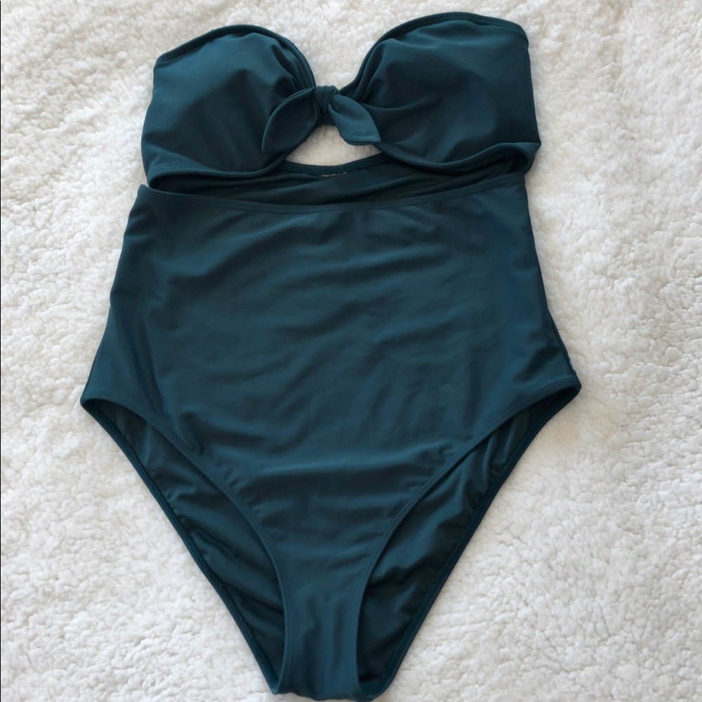 Forever 21 Teal Strapless One- Piece Bathing Suit